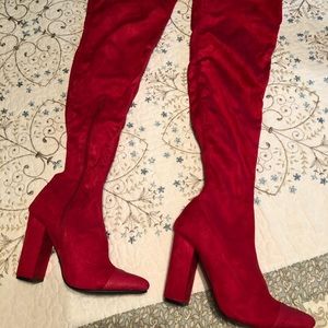 Red over the knee boots